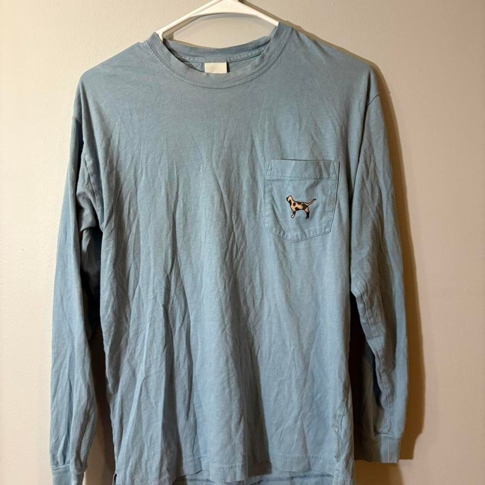 Victoria's Secret‎ PINK blue long sleeve shirt with dog